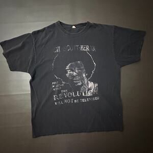 Vintage Gil Scott Heron T Shirt Mens XL Black Anvil Faded Y2k Revolution Afro
